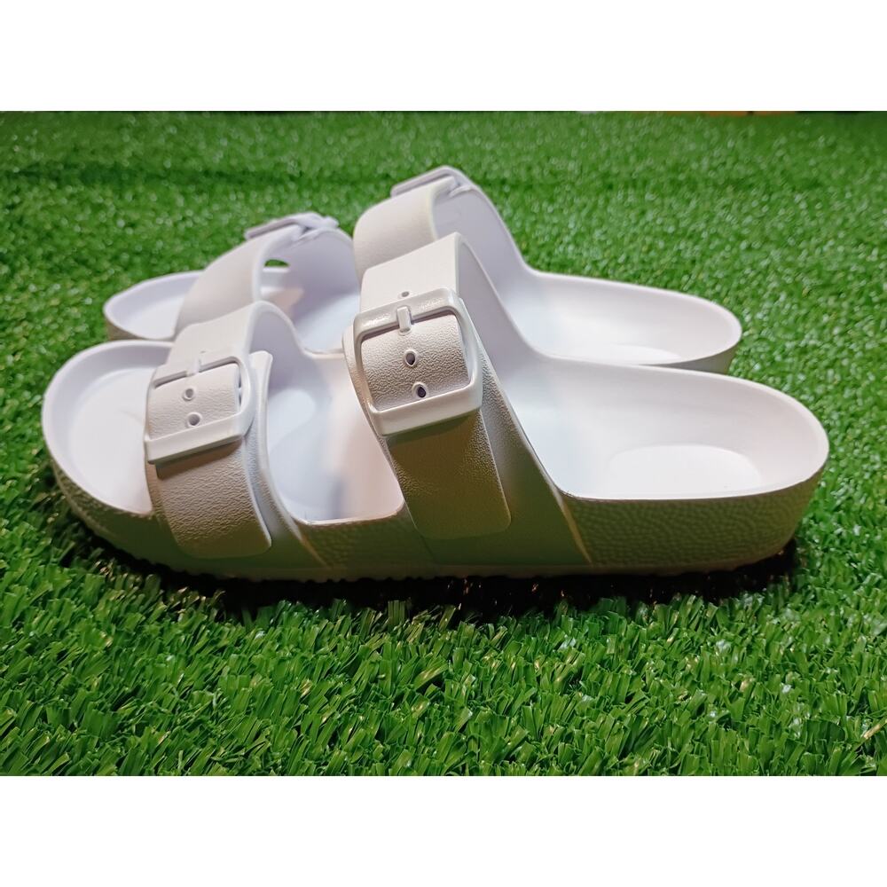 White EVA Two-Strap Buckle Slide Sandals - Size 6 - NWT - Picture 2 of 5